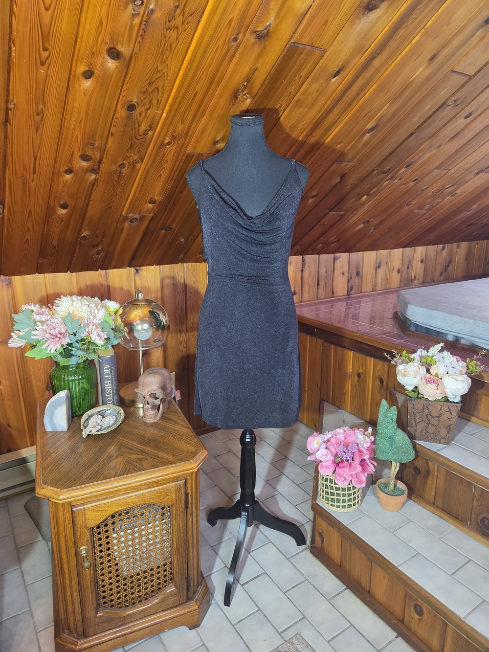 NWT Cider Black Cowl-Neck Mini Dress